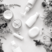 A table with cosmetic products on it